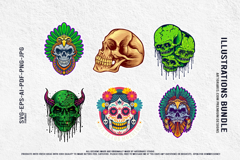dripping-demons-and-fiesta-of-skulls-vector-illustrations