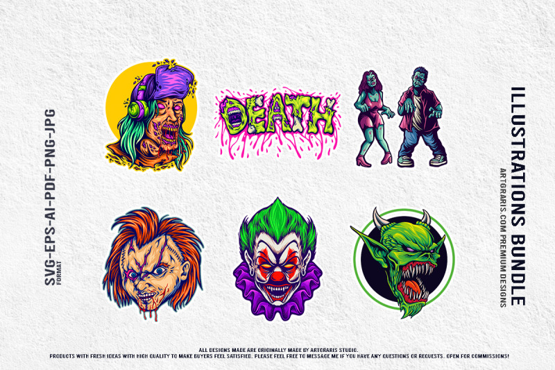 creepy-zombie-clown-goblin-horror-character-collection-dripping-death