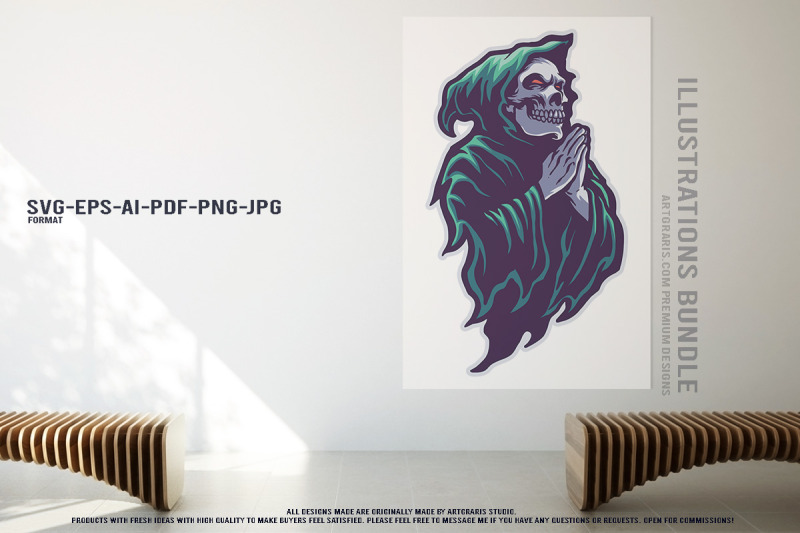 spooky-clown-zombie-goblin-fireball-grim-reaper-monster-graphic-set