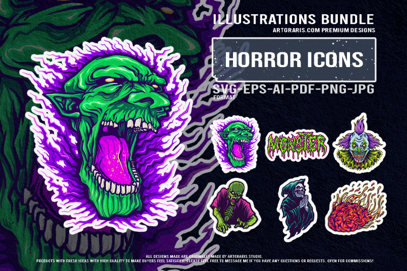 spooky-clown-zombie-goblin-fireball-grim-reaper-monster-graphic-set