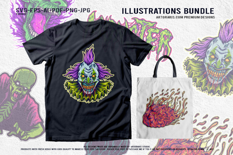 spooky-clown-zombie-goblin-fireball-grim-reaper-monster-graphic-set