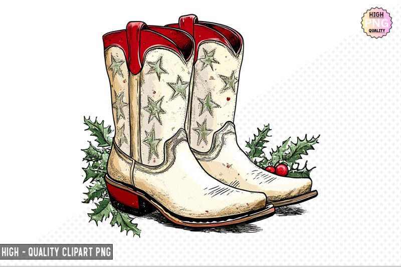 christmas-cowboy-boots-clipart-bundle