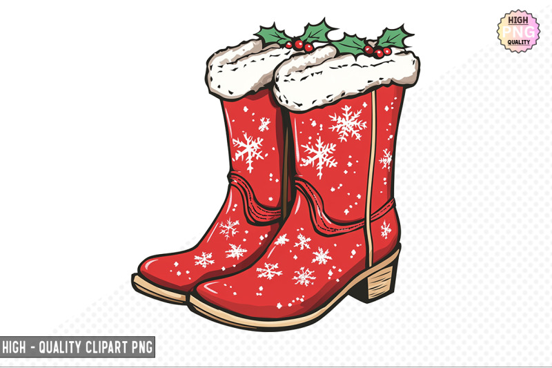 christmas-cowboy-boots-clipart-bundle