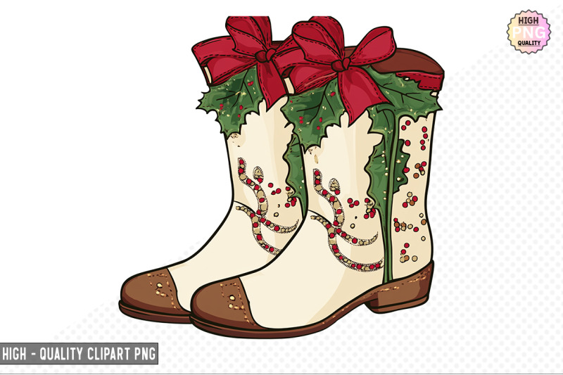 christmas-cowboy-boots-clipart-bundle
