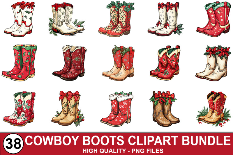 christmas-cowboy-boots-clipart-bundle