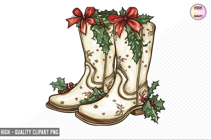 christmas-cowboy-boots-clipart-bundle