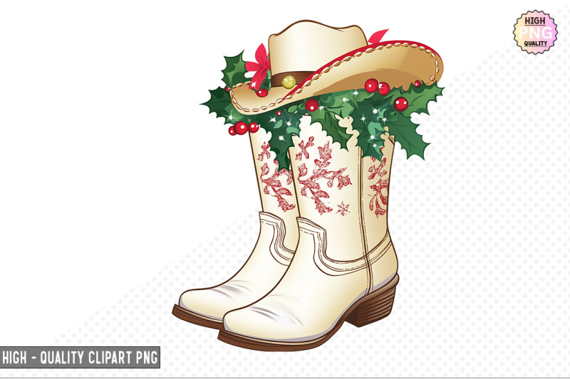 christmas-cowgirl-boots-clipart-bundle