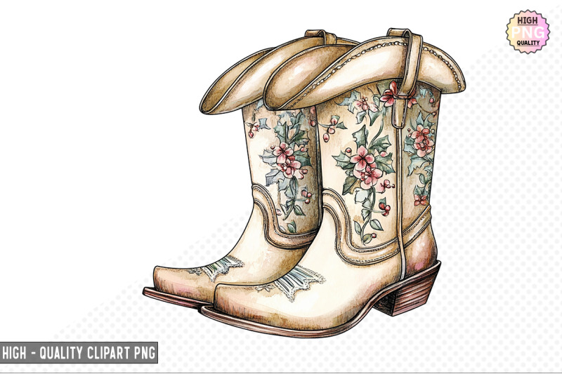 christmas-cowgirl-boots-clipart-bundle
