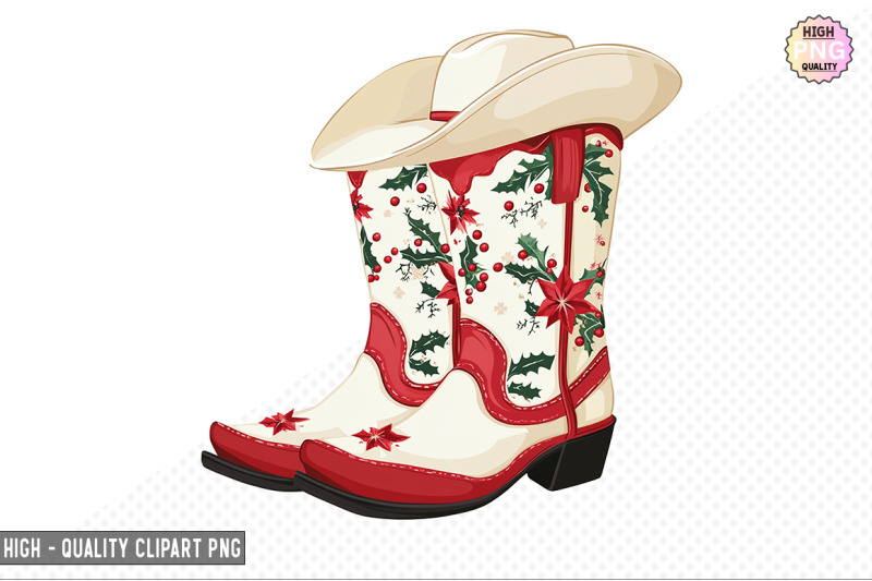 christmas-cowgirl-boots-clipart-bundle