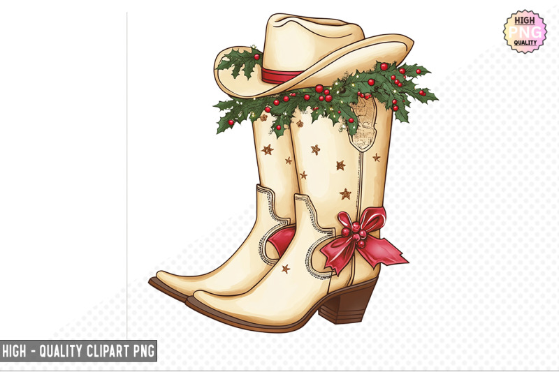 christmas-cowgirl-boots-clipart-bundle