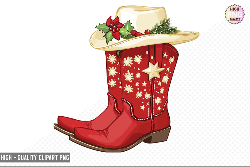 christmas-cowgirl-boots-clipart-bundle