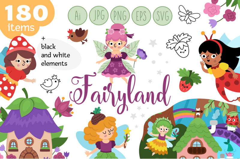 fairyland-clipart-seamless-patterns-designs-with-woodland-fairies