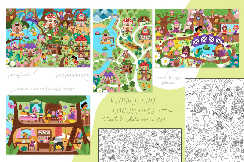 fairyland-clipart-seamless-patterns-designs-with-woodland-fairies