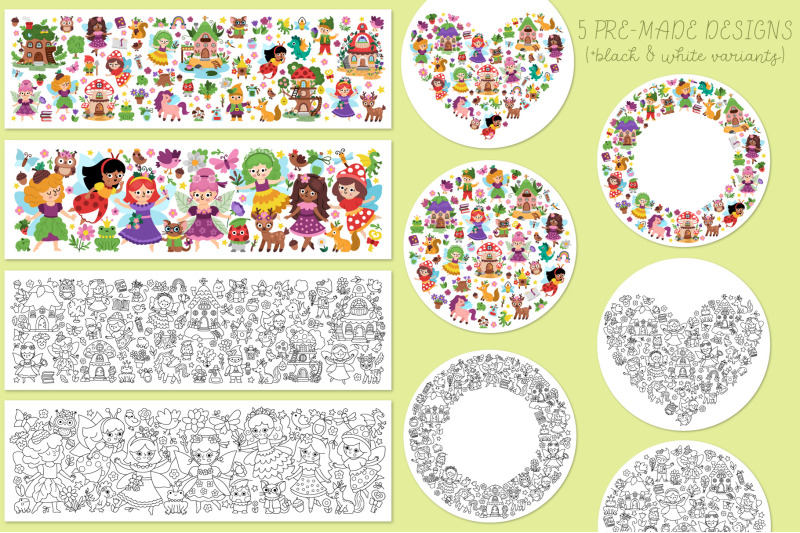 fairyland-clipart-seamless-patterns-designs-with-woodland-fairies