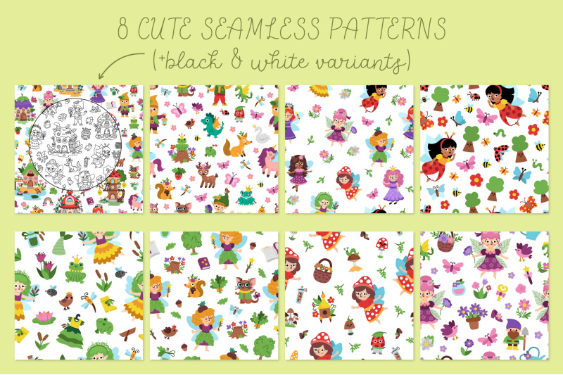 fairyland-clipart-seamless-patterns-designs-with-woodland-fairies