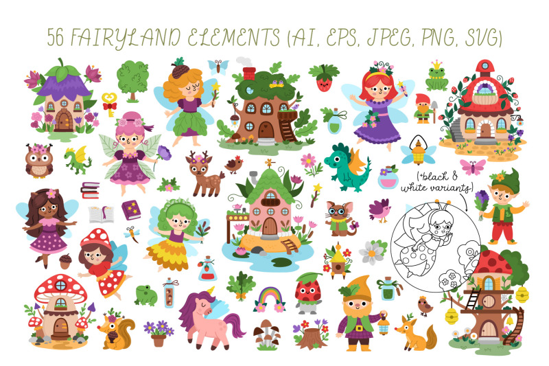 fairyland-clipart-seamless-patterns-designs-with-woodland-fairies