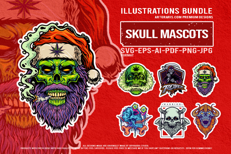zombie-skull-santa-reaper-alien-warrior-beard-viking-horror