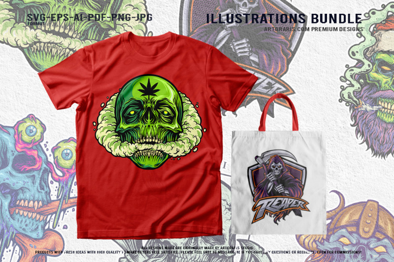 zombie-skull-santa-reaper-alien-warrior-beard-viking-horror