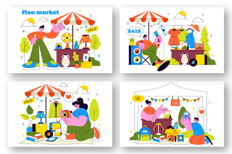 10-flea-market-vector-illustration