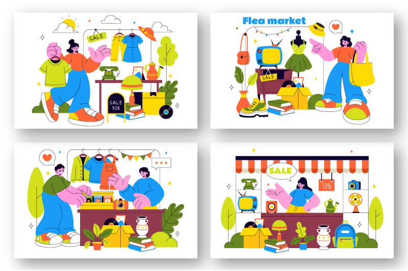 10-flea-market-vector-illustration