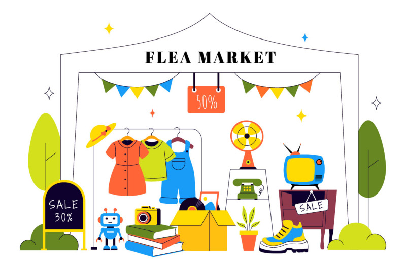 10-flea-market-vector-illustration