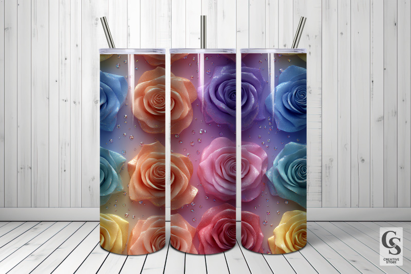 3d-rainbow-colorful-clay-roses-seamless-patterns