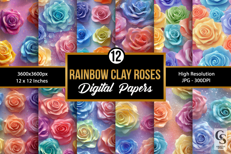 3d-rainbow-colorful-clay-roses-seamless-patterns