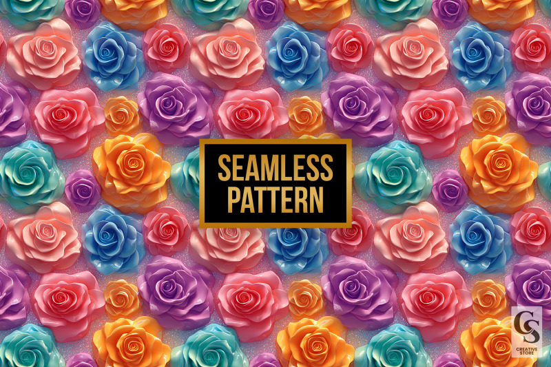 3d-rainbow-colorful-clay-roses-seamless-patterns
