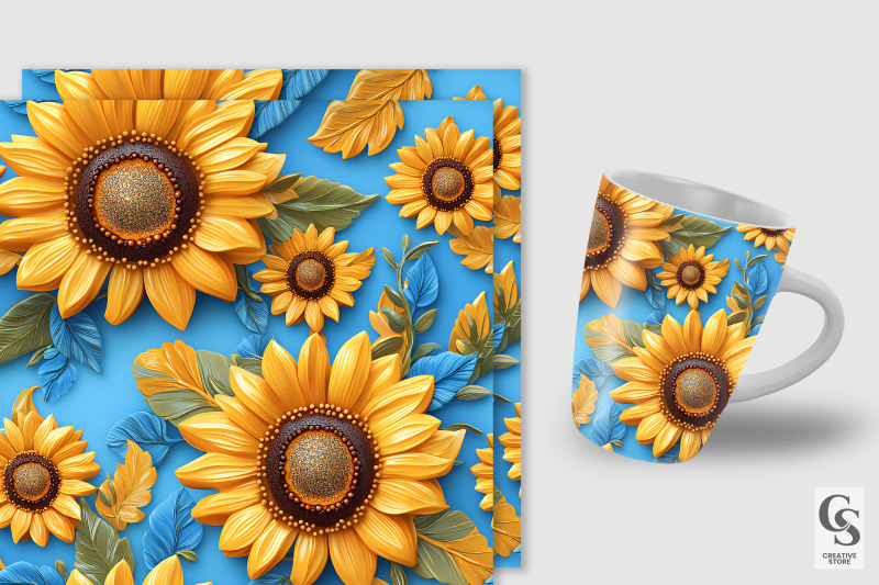 3d-clay-sunflowers-seamless-patterns