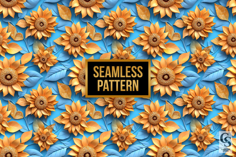 3d-clay-sunflowers-seamless-patterns