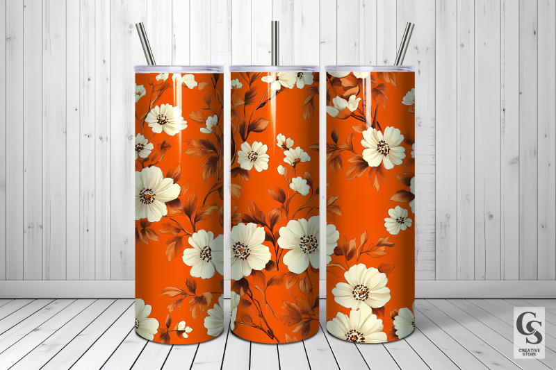 orange-and-white-flowers-seamless-pattern