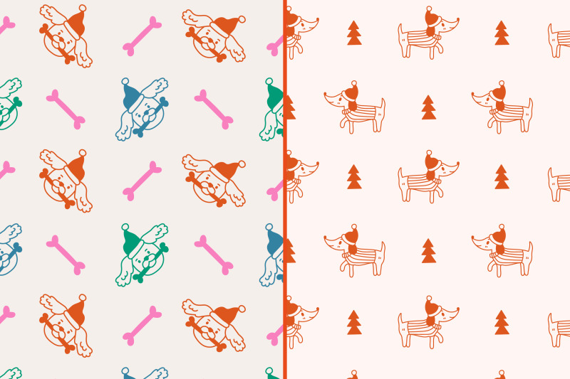 dog-christmas-seamless-patterns-amp-digital-papers