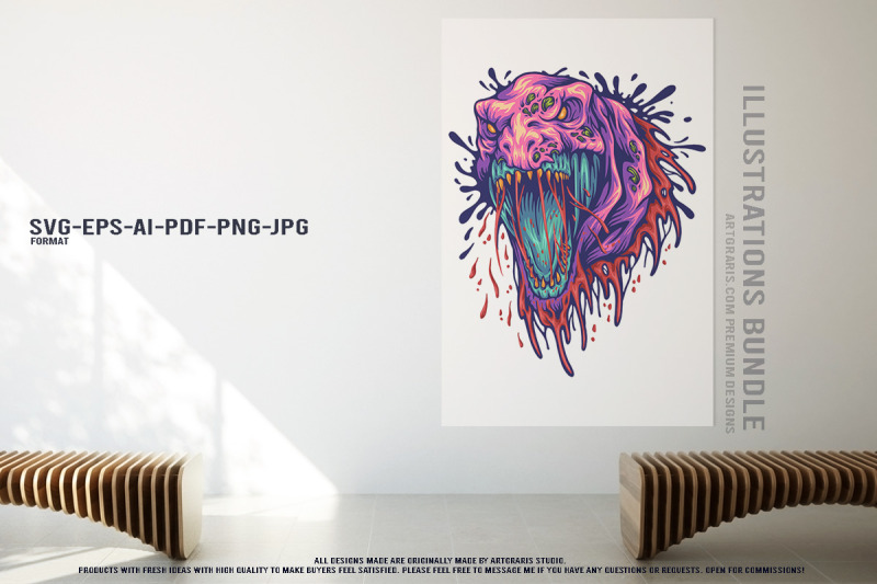 undead-creatures-collection-with-spider-and-animal-heads-artwork