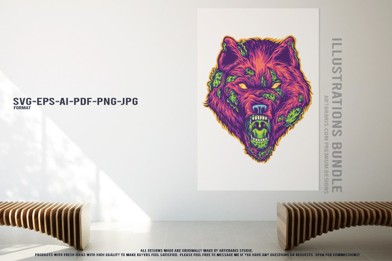 zombie-animal-heads-horror-beast-vector-illustration