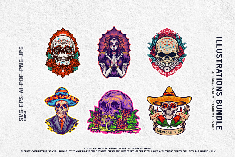mexican-festival-skulls-and-da-de-los-muertos-illustration-set