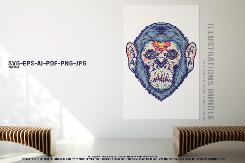 mexican-gothic-animals-with-roses-horror-vector-designs