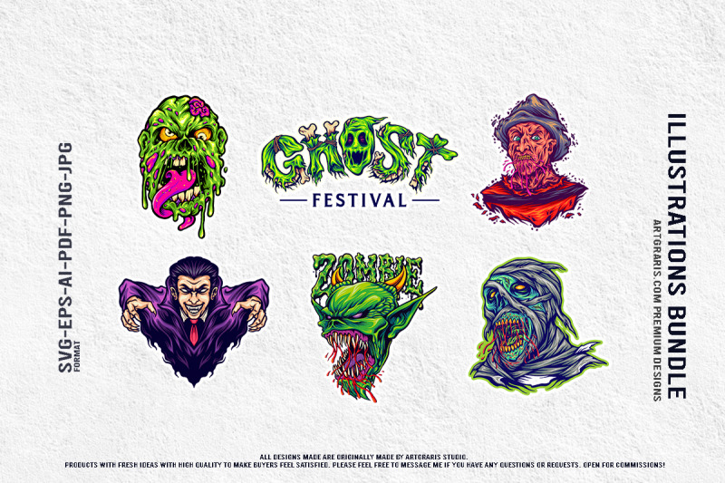 halloween-ghost-festival-undead-zombie-vampire-mummy-set