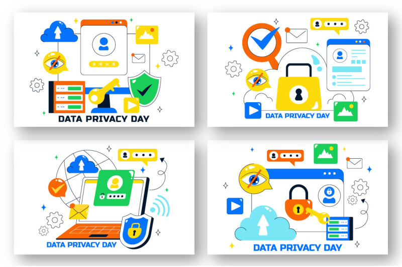 10-data-privacy-vector-illustration