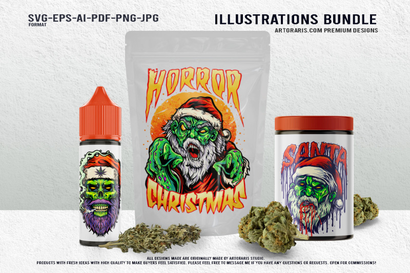 zombie-saint-nicholas-cannabis-christmas-illustration-pack