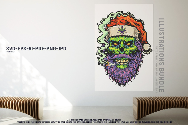 zombie-saint-nicholas-cannabis-christmas-illustration-pack