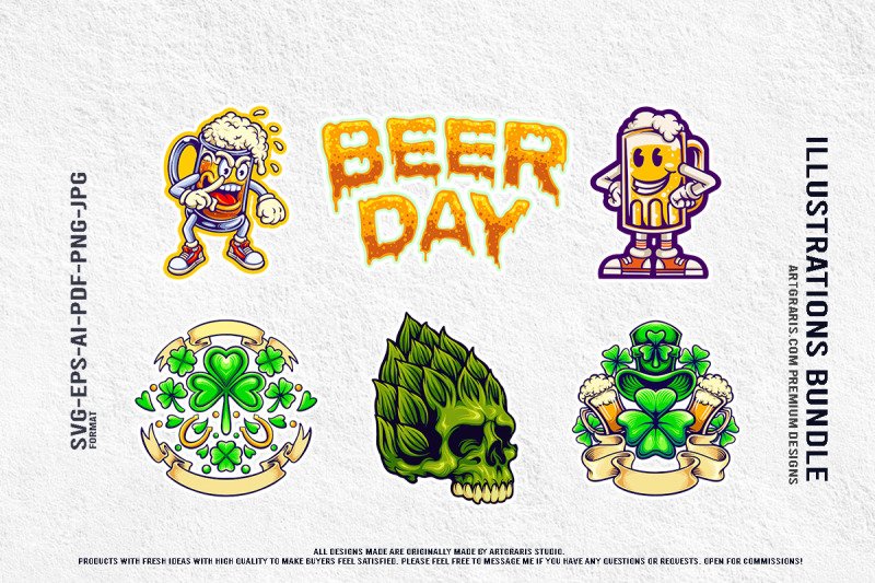 beer-day-illustration-collection-with-hops-and-clover-icons
