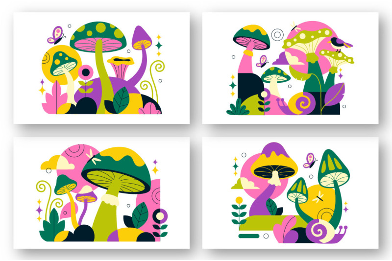 10-mushrooms-vector-illustration