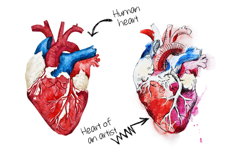 watercolor-artist-heart-and-brain-vector-psd