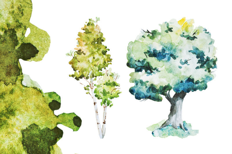 watercolor-trees-vector-psd