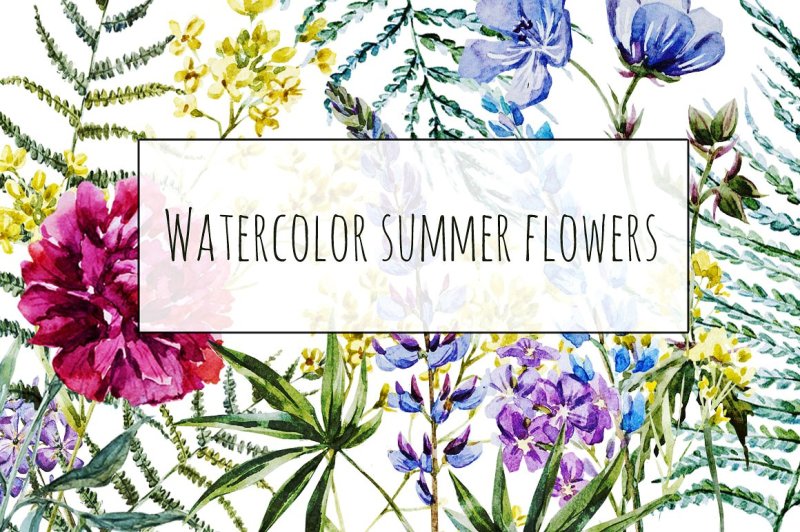 watercolor-summer-flowers-vector-psd