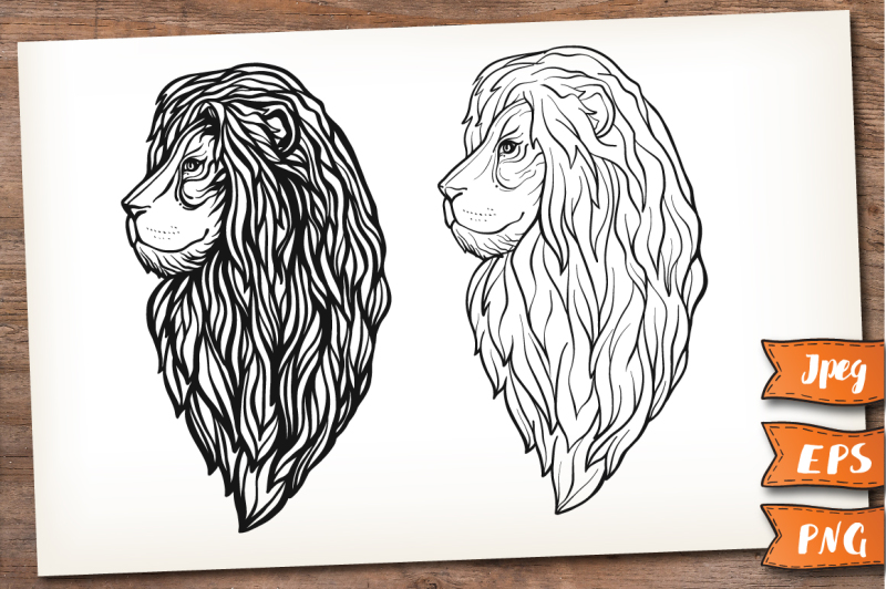 lion-outline-and-patterned