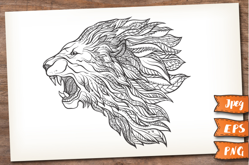 lion-outline-and-patterned