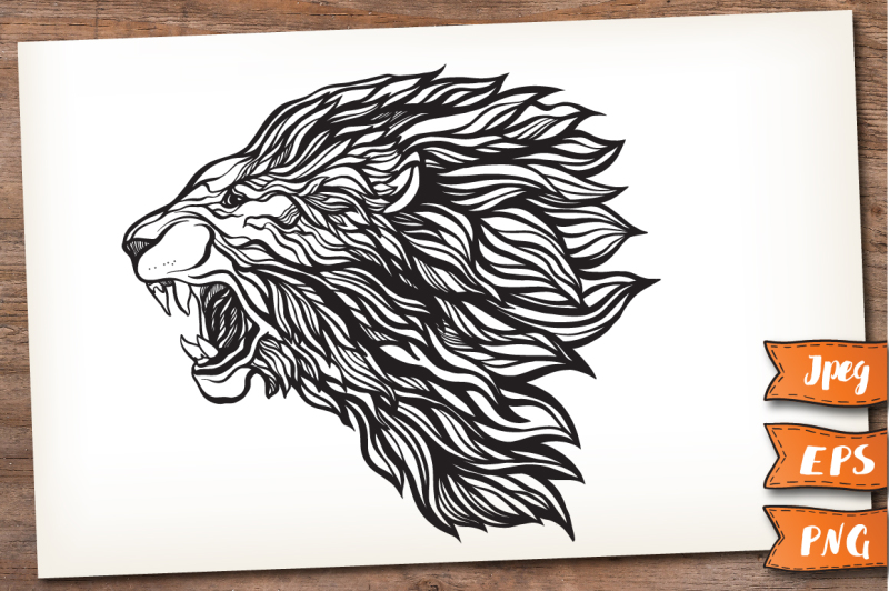 lion-outline-and-patterned