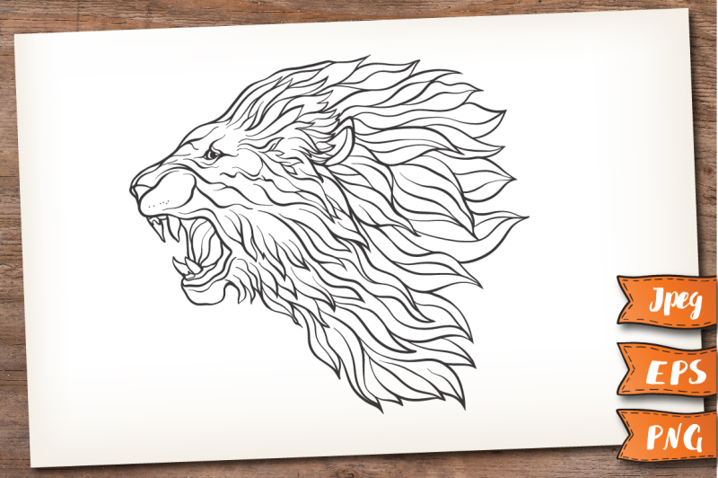 lion-outline-and-patterned