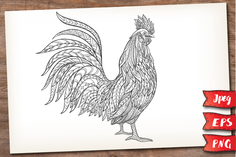 rooster-outline-color
